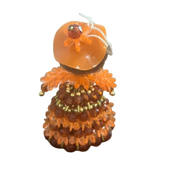 Vintage 1960's Beaded Safety Pin Doll Christmas Ornament 4" - Picture 2 of 3